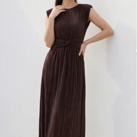 DANIEL pleated dress with waist detail