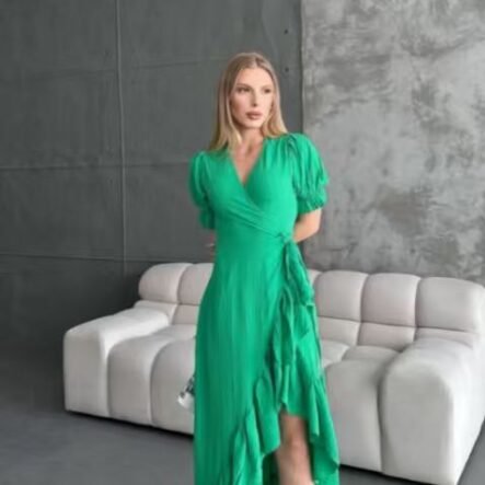 Women's linen double dress with pleats